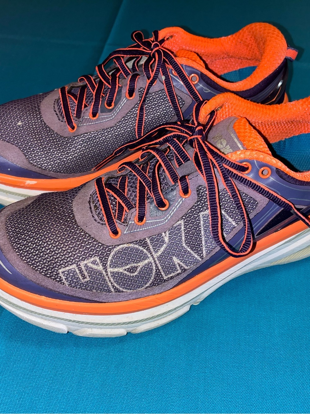 Womens Running Sneakers — Purple with Orange Accents